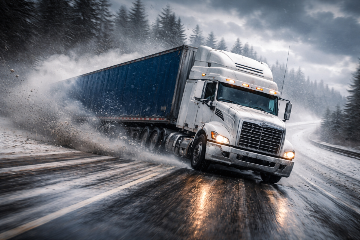 Фура в заносе