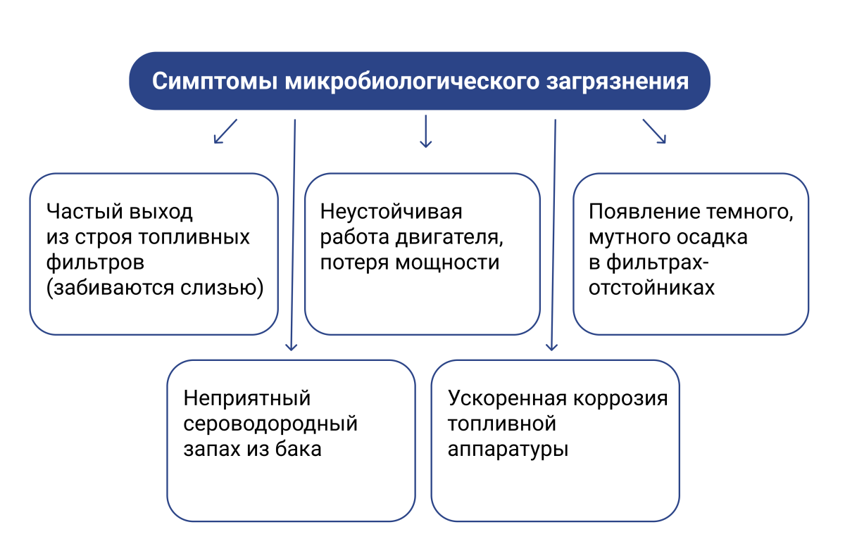 Симптомы микробиологического загрязнения