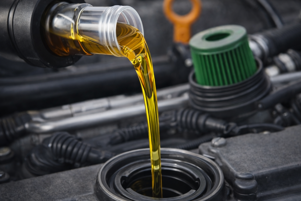 Залив автомобильного масла