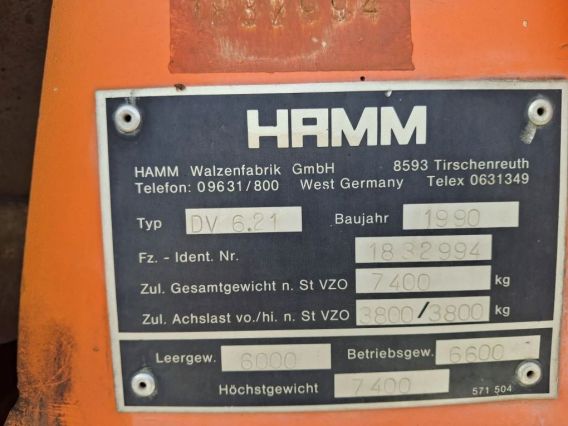 Дорожный каток HAMM DV-6.21 1990 года б/у фото 2