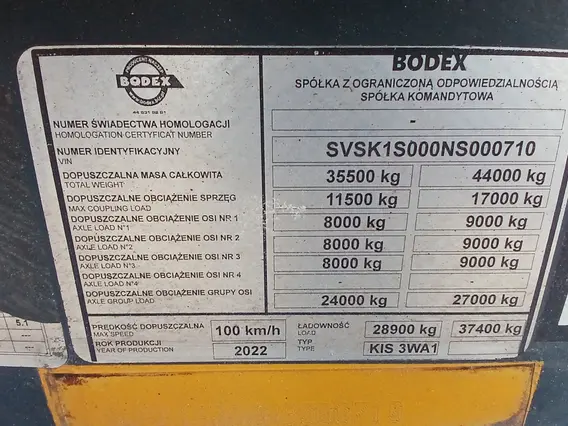 Самосвальный полуприцеп Bodex KIS 3WA1 2022 года б/у фото 8