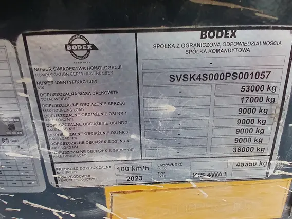 Самосвальный полуприцеп Bodex KIS 4WA1 2023 года б/у фото 8