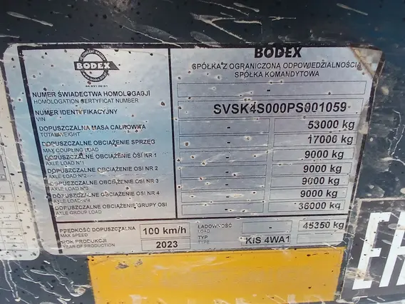 Самосвальный полуприцеп Bodex KIS 4WA1 2023 года б/у фото 8