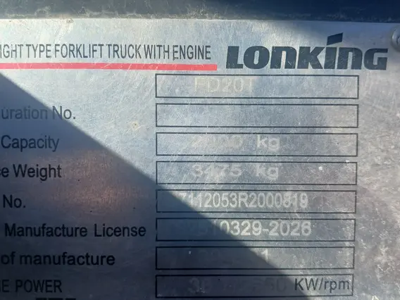 Вилочный погрузчик LONKING FD20T 2024 года б/у фото 13