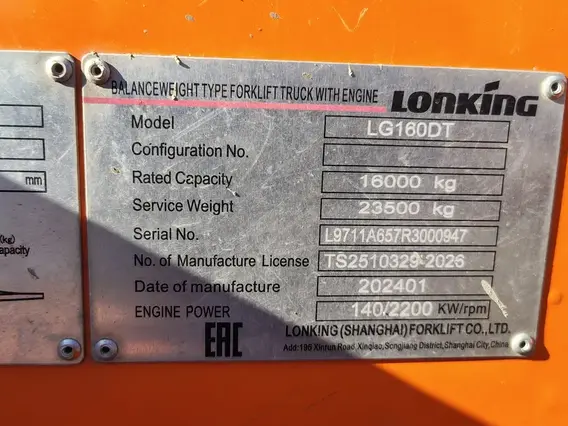 Вилочный погрузчик Lonking LG160DT 2024 года б/у фото 15