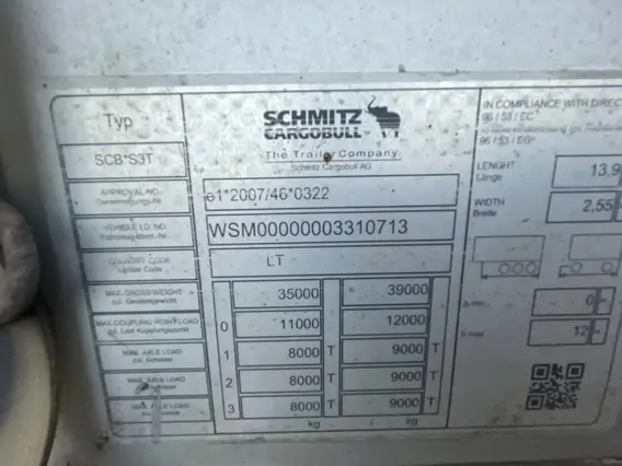 Грузовой полуприцеп общего назначения SCHMITZ SCB S3T 2018 года б/у фото 13