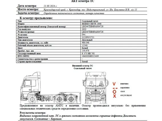 Седельный тягач BEIBEN 2648 2023 года б/у фото 9
