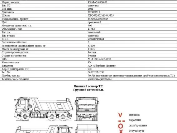 Специализированный, автомобиль - самосвал КАМАЗ 6520-53 2021 года б/у фото 2