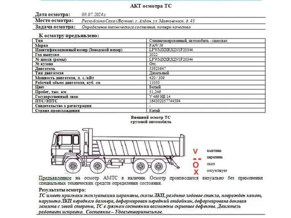 Самосвал FAW J6 2022 года б/у фото 2