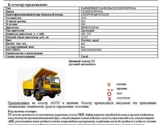 Карьерный самосвал LiuGong DW90A 2023 года б/у фото 2