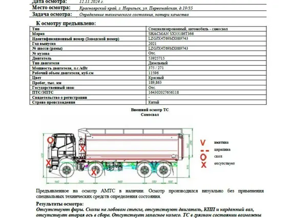 Специализированный, автомобиль - самосвал SHACMAN 2021 года б/у фото 2