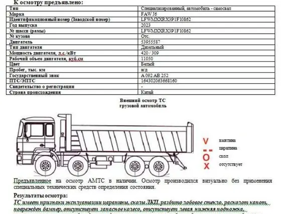 Самосвал FAW J6 2023 года б/у фото 3