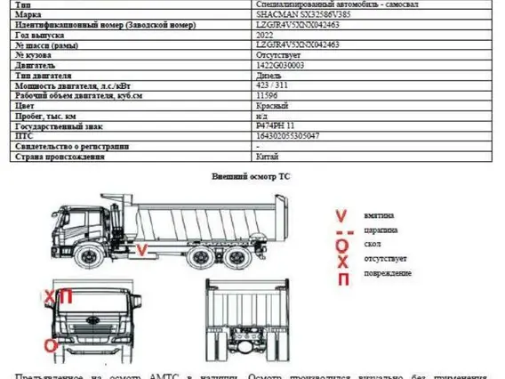 Специализированный, автомобиль - самосвал SHACMAN SX32586V385 2022 года б/у фото 2
