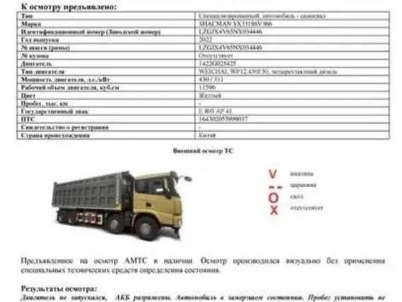 Специализированный, автомобиль - самосвал SHACMAN SX33186V366 2022 года б/у фото 2