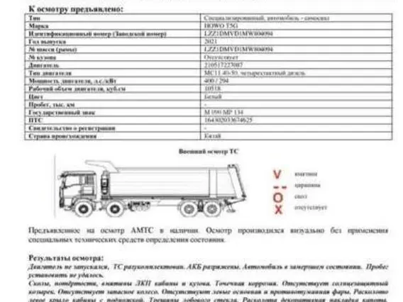Специализированный, автомобиль - самосвал HOWO T5G 2021 года б/у фото 2