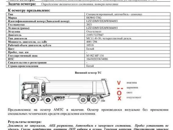 Специализированный, автомобиль - самосвал HOWO T5G 2021 года б/у фото 2