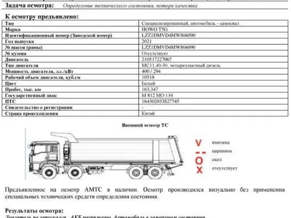 Специализированный, автомобиль - самосвал HOWO T5G 2021 года б/у фото 2