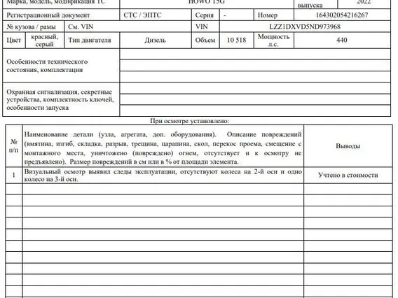 Автомобиль - самосвал HOWO T5G 2022 года б/у фото 8