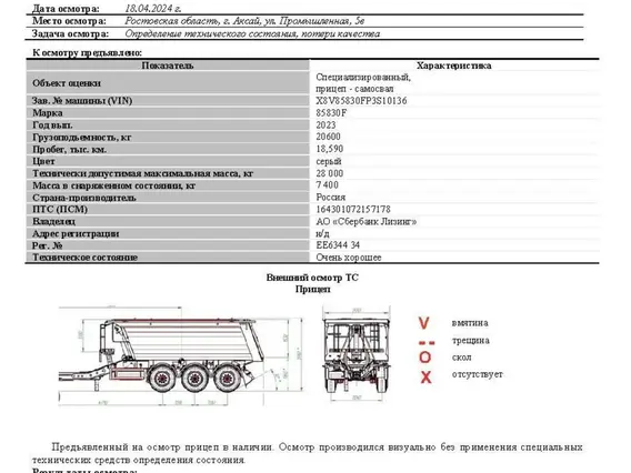 Прицеп-самосвал 85830F 2023 года б/у фото 7