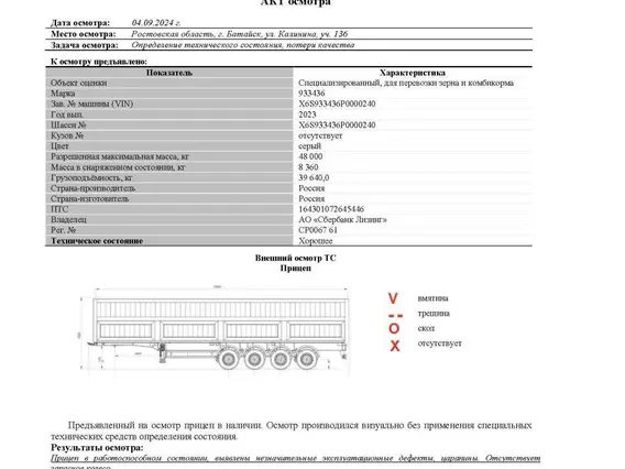 Полуприцеп-зерновоз ТЗА 933436 2023 года б/у фото 5