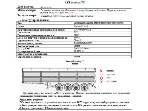 Полуприцеп-зерновоз ТЗА 933436 2023 года б/у фото 2