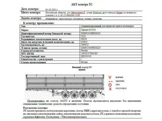 Полуприцеп-зерновоз ТЗА 933436 2023 года б/у фото 2
