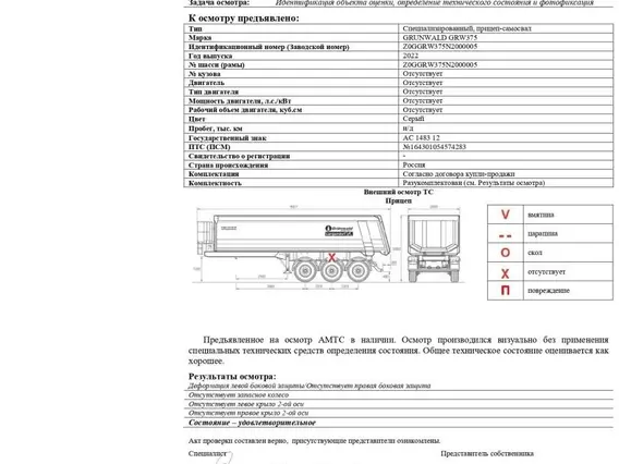 Самосвальный прицеп Grunwald GRW375 2022 года б/у фото 2