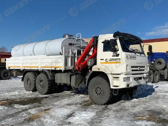 Бортовой КАМАЗ 43118-50 с КМУ PALFINGER РК 6500А + автоцистерна АЦПТ с насосом 2026 года новый