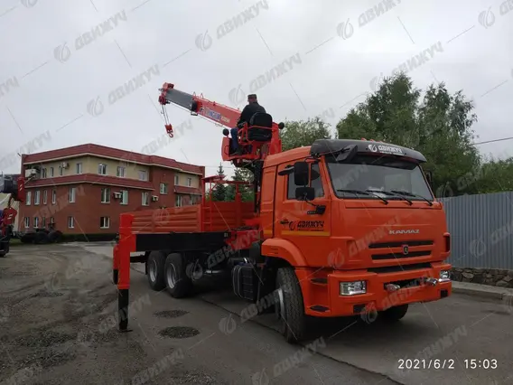 Бортовой автомобиль с КМУ Kanglim 1256GII, на шасси КАМАЗ – 65115-50 2026 года новый фото 2