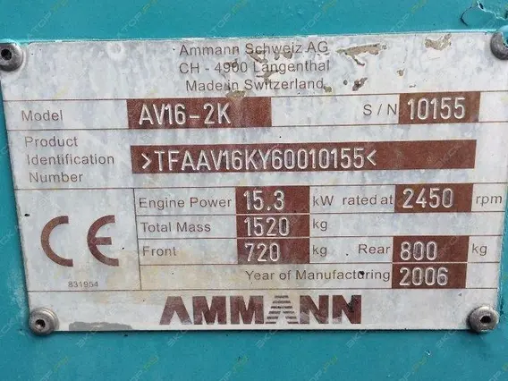 Дорожный каток Ammann AV 16-2 2006 года б/у фото 6