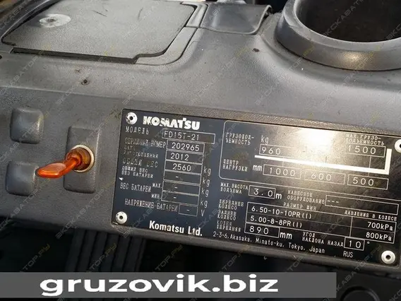 Вилочный погрузчик Komatsu FD15T-21 2012 года б/у фото 12