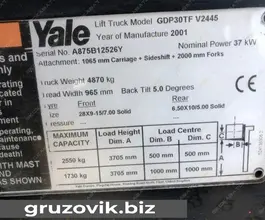 Вилочный погрузчик Yale GDP30TF V2445 2001 года б/у фото 3